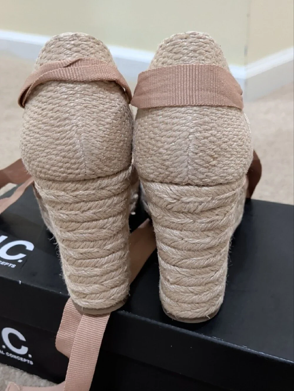 ON 34TH Blush Pink Espadrille Wedge with Ankle Tie NEW Size 7.5